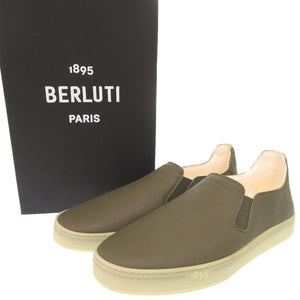 未使用 ベルルッティ エデン カリグラフィ サイズ7.5 レザー カーキ スリッポン 1325【中古】BERLUTI メンズ