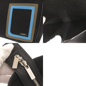 美品 ヴァレクストラ ラージ レザー フェルト ブラック トートバッグ 黒 1345【中古】Valextra