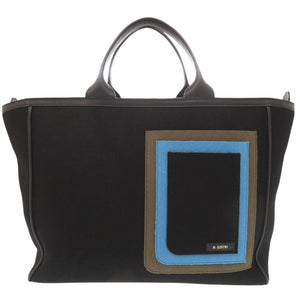 美品 ヴァレクストラ ラージ レザー フェルト ブラック トートバッグ 黒 1345【中古】Valextra