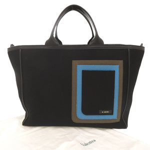 美品 ヴァレクストラ ラージ レザー フェルト ブラック トートバッグ 黒 1345【中古】Valextra
