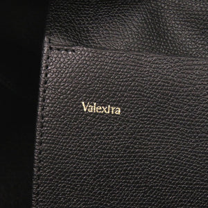 美品 ヴァレクストラ ラージ レザー フェルト ブラック トートバッグ 黒 1345【中古】Valextra
