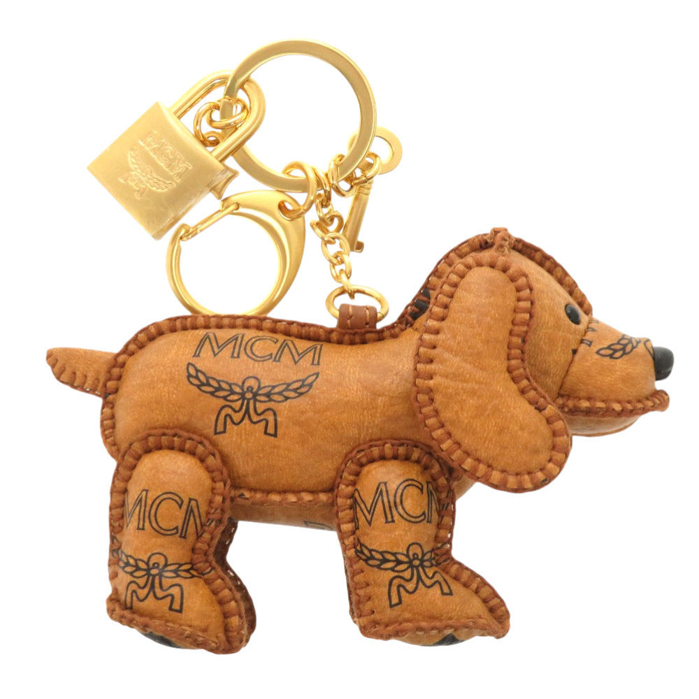 新品同様 エム シー エム ヴィセトス ドッグ 犬 レザー ブラウン キーホルダー 1359 【中古】 MCM