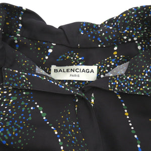 美品 バレンシアガ 456946 ノースリーブ 総柄 サイズ34 レーヨン ブラック ワンピース 黒 1369【中古】BALENCIAGA