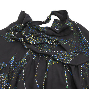 美品 バレンシアガ 456946 ノースリーブ 総柄 サイズ34 レーヨン ブラック ワンピース 黒 1369【中古】BALENCIAGA