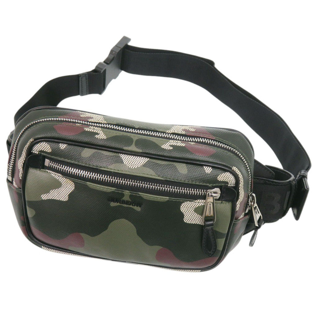 美品 バーバリー 迷彩 PVC グリーン ウエストバッグ ボディバッグ 緑 1370【中古】BURBERRY メンズ