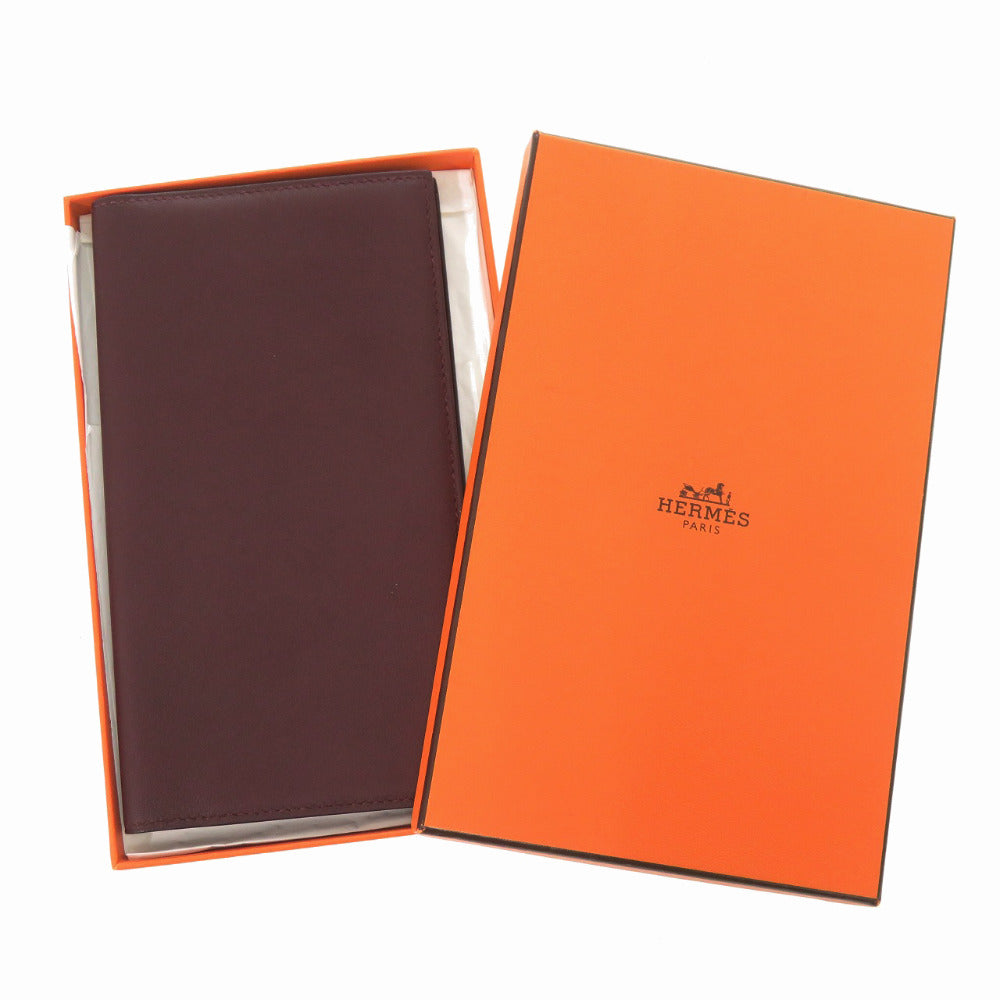美品 エルメス シチズンツイル ロング □R刻印 ヴォースイフト プルーン 長財布 1399【中古】HERMES メンズ