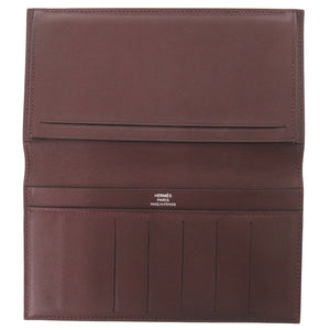美品 エルメス シチズンツイル ロング □R刻印 ヴォースイフト プルーン 長財布 1399【中古】HERMES メンズ