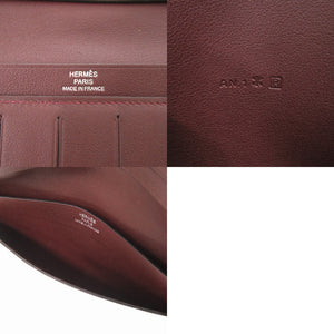 美品 エルメス シチズンツイル ロング □R刻印 ヴォースイフト プルーン 長財布 1399【中古】HERMES メンズ