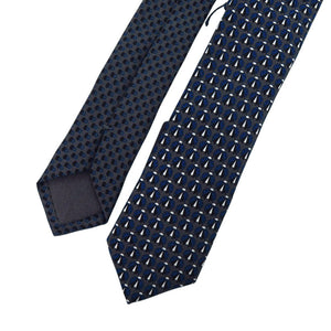 美品 プラダ UCR75 総柄 ネクタイ シルク グレー ネイビー 1431【中古】PRADA
