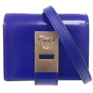 未使用 サルヴァトーレフェラガモ ガンチーニ レザー ブルー ショルダーバッグ 青 1437【中古】Salvatore Ferragamo
