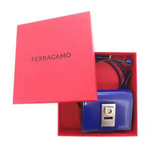 未使用 サルヴァトーレフェラガモ ガンチーニ レザー ブルー ショルダーバッグ 青 1437【中古】Salvatore Ferragamo