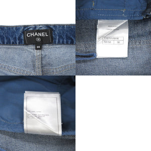 新品同様 シャネル ココマーク P76791 サイズ38 デニム パンツ コットン ブルー 青 1443【中古】CHANEL