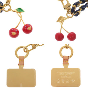 ルイ ヴィトン LV×TM フォーンチャーム モノグラム デニム チェリー M02623 メタル デニム ブルー LV 1490【中古】LOUIS VUITTON