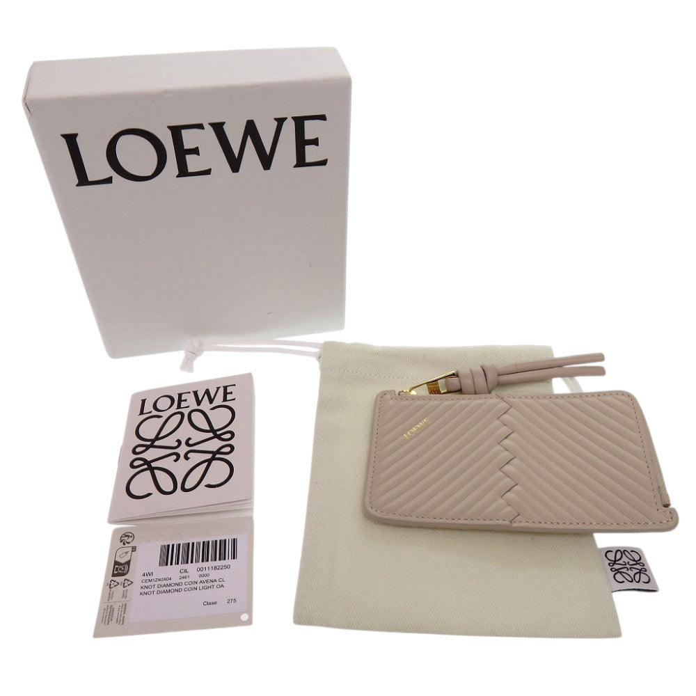 新品同様 ロエベ ノット フラグメントケース CEM1Z40X04 コインケース レザー ベージュ 1491【中古】LOEWE