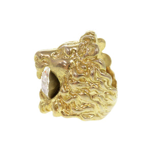 美品 グッチ ライオンヘッド メタル ストーン #10(9号) ゴールド リング 指輪 1504【中古】GUCCI