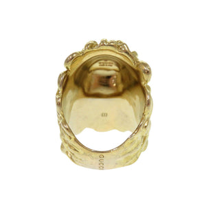 美品 グッチ ライオンヘッド メタル ストーン #10(9号) ゴールド リング 指輪 1504【中古】GUCCI