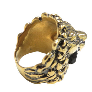 美品 グッチ ライオンヘッド メタル ストーン #16(15号) ゴールド リング 指輪 1505【中古】GUCCI