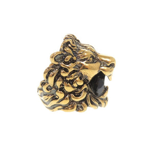 美品 グッチ ライオンヘッド メタル ストーン #16(15号) ゴールド リング 指輪 1505【中古】GUCCI