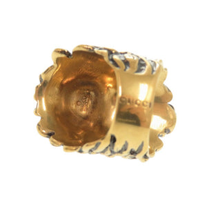 美品 グッチ ライオンヘッド メタル ストーン #16(15号) ゴールド リング 指輪 1505【中古】GUCCI