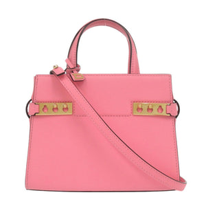 未使用 デルボー タンペート クラッシュ レザー ピンク 2way ハンドバッグ ショルダーバッグ 1517【中古】DELVAUX