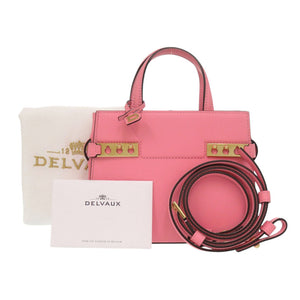 未使用 デルボー タンペート クラッシュ レザー ピンク 2way ハンドバッグ ショルダーバッグ 1517【中古】DELVAUX