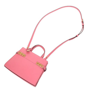 未使用 デルボー タンペート クラッシュ レザー ピンク 2way ハンドバッグ ショルダーバッグ 1517【中古】DELVAUX