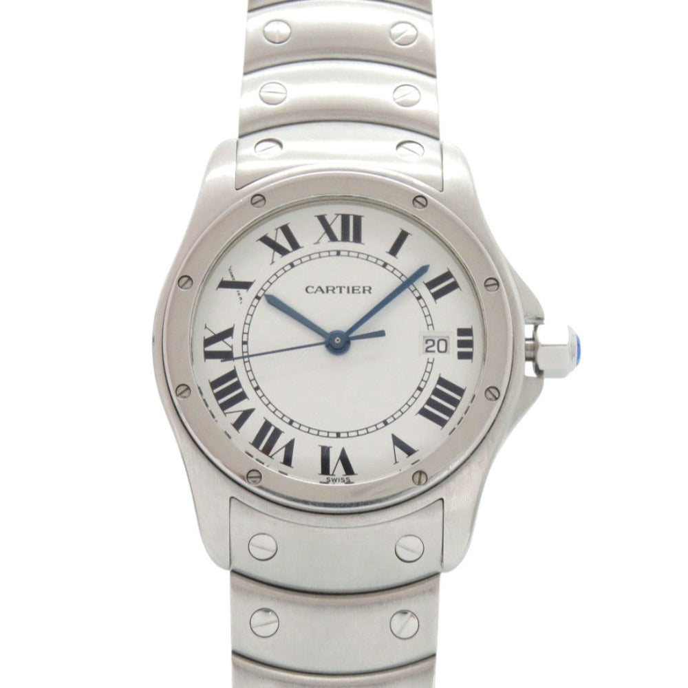 カルティエ サントス ロンド W20027K1 SS ホワイト 白文字盤 シルバー クオーツ 腕時計 1529【中古】CARTIER