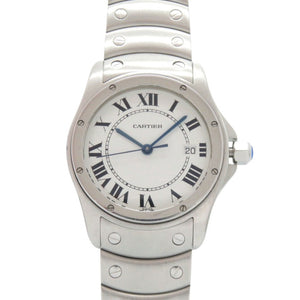 カルティエ サントス ロンド W20027K1 SS ホワイト 白文字盤 シルバー クオーツ 腕時計 1529【中古】CARTIER