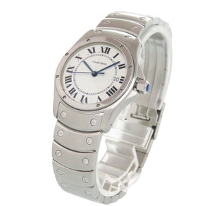 カルティエ サントス ロンド W20027K1 SS ホワイト 白文字盤 シルバー クオーツ 腕時計 1529【中古】CARTIER