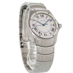 カルティエ サントス ロンド W20027K1 SS ホワイト 白文字盤 シルバー クオーツ 腕時計 1529【中古】CARTIER