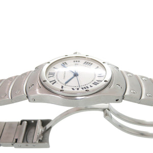 カルティエ サントス ロンド W20027K1 SS ホワイト 白文字盤 シルバー クオーツ 腕時計 1529【中古】CARTIER