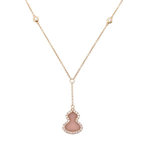 新品同様 キーリン Wulu ダイヤ 750PG ひょうたん ネックレス ダイヤモンド0.133ct / K18ピンクゴールド / ピンクシェル ジュエリー 1545【中古】Qeelin