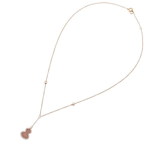 新品同様 キーリン Wulu ダイヤ 750PG ひょうたん ネックレス ダイヤモンド0.133ct / K18ピンクゴールド / ピンクシェル ジュエリー 1545【中古】Qeelin