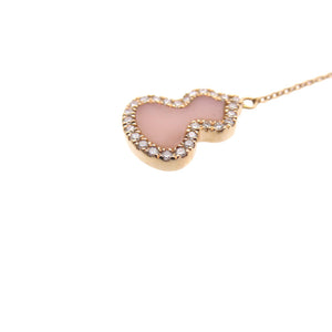 新品同様 キーリン Wulu ダイヤ 750PG ひょうたん ネックレス ダイヤモンド0.133ct / K18ピンクゴールド / ピンクシェル ジュエリー 1545【中古】Qeelin