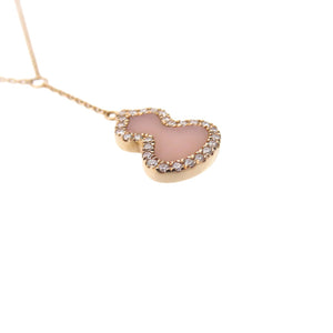 新品同様 キーリン Wulu ダイヤ 750PG ひょうたん ネックレス ダイヤモンド0.133ct / K18ピンクゴールド / ピンクシェル ジュエリー 1545【中古】Qeelin