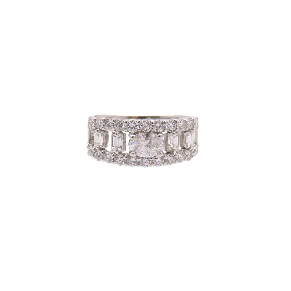 ダイヤ1.304ct K18WG リング 03.324/0.98ct 指輪 8号 ダイヤモンド ジュエリー 1547【中古】
