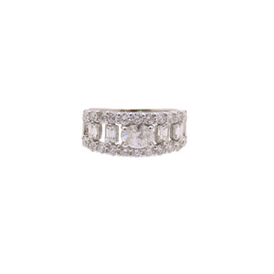 ダイヤ1.304ct K18WG リング 03.324/0.98ct 指輪 8号 ダイヤモンド ジュエリー 1547【中古】