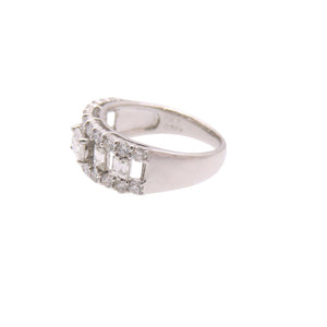 ダイヤ1.304ct K18WG リング 03.324/0.98ct 指輪 8号 ダイヤモンド ジュエリー 1547【中古】