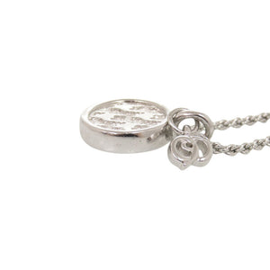美品 クリスチャンディオール ロゴ 丸型 メタル シルバー ネックレス 1621【中古】Christian Dior