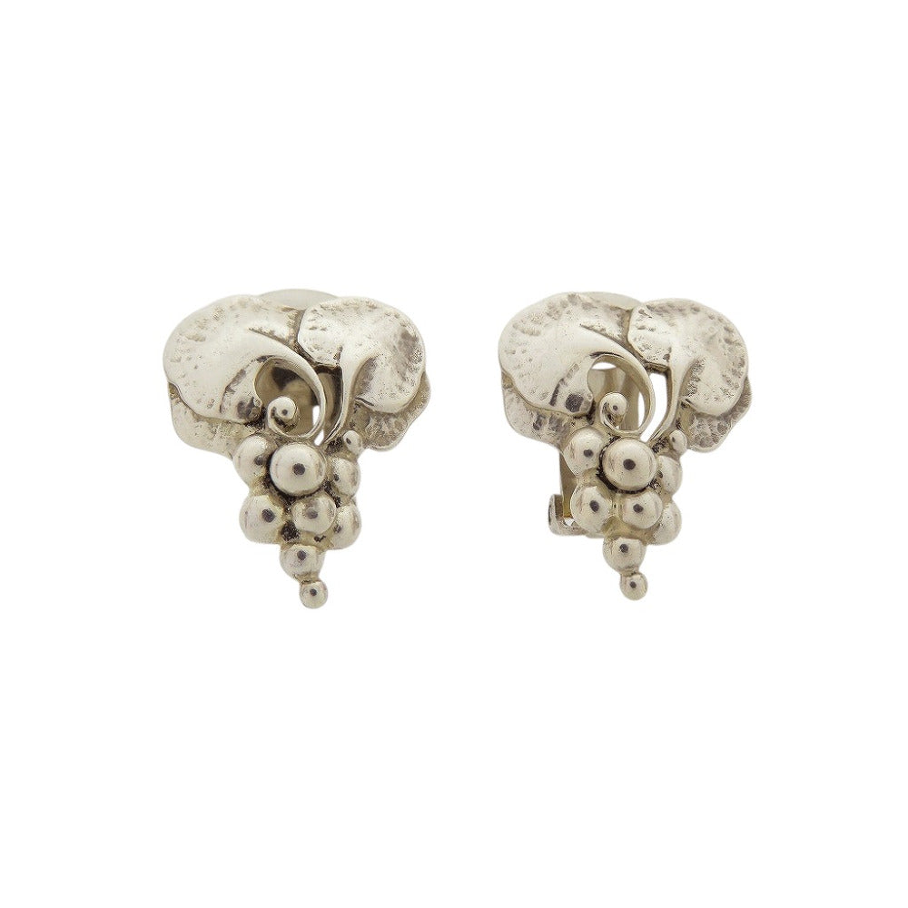 ジョージジェンセン ぶどうモチーフ イヤリング シルバー925 クリップ式 シルバー 1623【中古】Georg Jensen