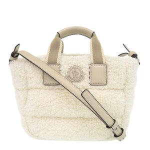 美品 モンクレール Micro Caradoc ボア ホワイト 2way ハンドバッグ ショルダーストラップ 白 1631【中古】MONCLER