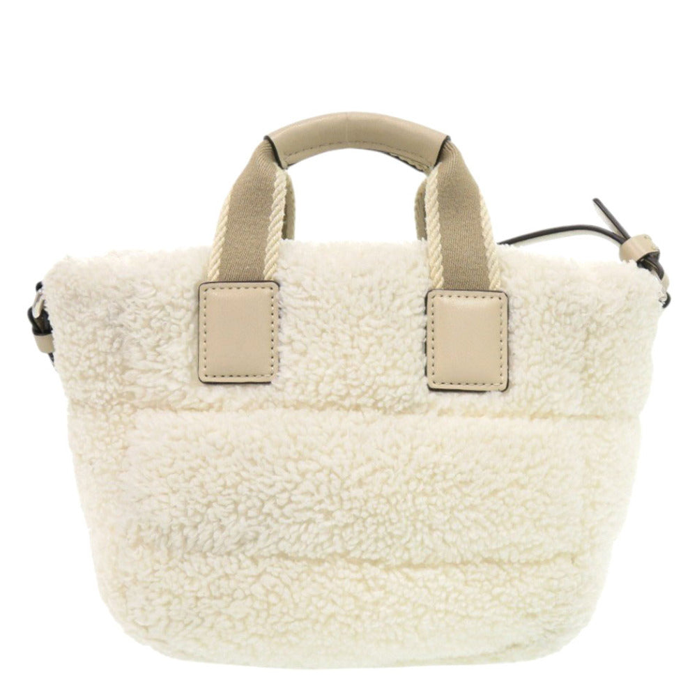 美品 モンクレール Micro Caradoc ボア ホワイト 2way ハンドバッグ ショルダーストラップ 白 1631【中古】MONCLER