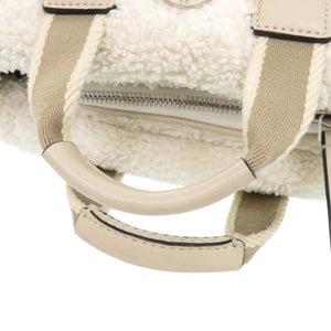 美品 モンクレール Micro Caradoc ボア ホワイト 2way ハンドバッグ ショルダーストラップ 白 1631【中古】MONCLER