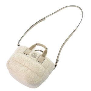 美品 モンクレール Micro Caradoc ボア ホワイト 2way ハンドバッグ ショルダーストラップ 白 1631【中古】MONCLER