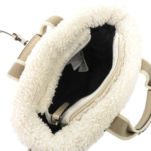 美品 モンクレール Micro Caradoc ボア ホワイト 2way ハンドバッグ ショルダーストラップ 白 1631【中古】MONCLER