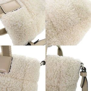 美品 モンクレール Micro Caradoc ボア ホワイト 2way ハンドバッグ ショルダーストラップ 白 1631【中古】MONCLER