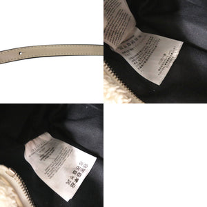 美品 モンクレール Micro Caradoc ボア ホワイト 2way ハンドバッグ ショルダーストラップ 白 1631【中古】MONCLER