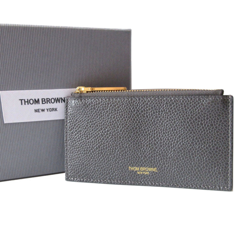 新品同様 トムブラウン MAW237A レザー グレー カードケース コインケース フラグメントケース 1640【中古】THOM BROWNE