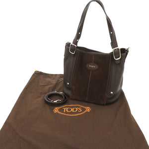 美品 トッズ スウェード レザー ブラウン 2way トートバッグ ショルダーバッグ 1645【中古】TOD’S