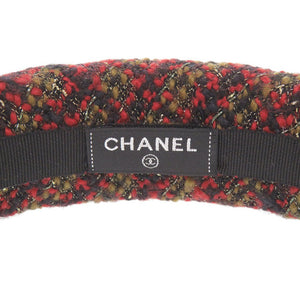 美品 シャネル ココマーク ツイード レッド カチューシャ 赤 1648【中古】CHANEL